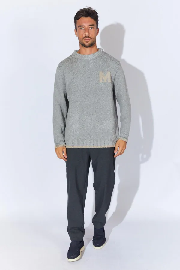 Pull Homme Bouclé Col Ras-du-Cou Anthracite