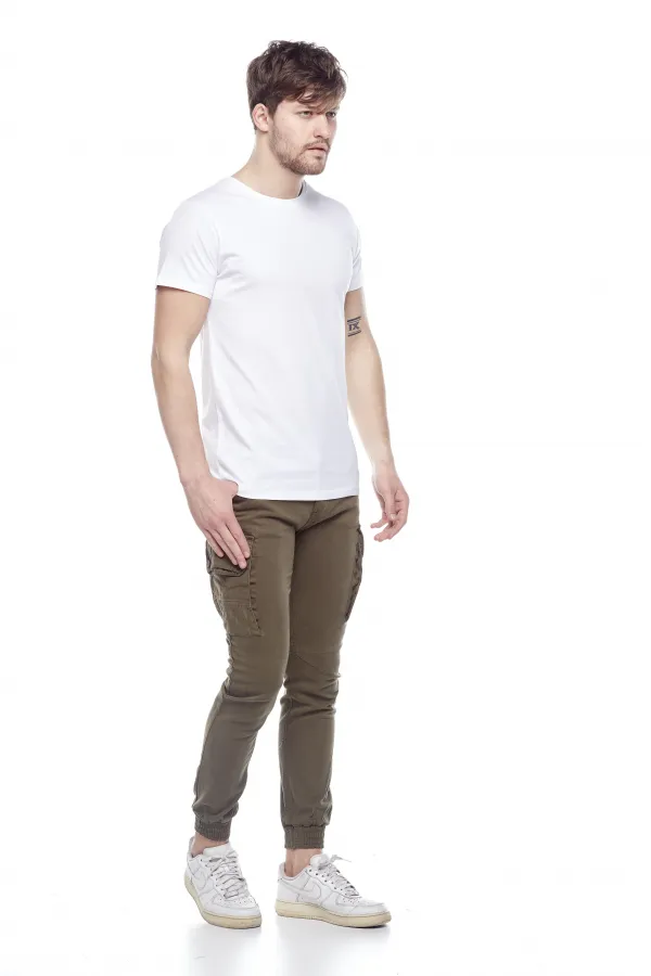 Erkek Beyaz Bisiklet Yaka Basic Tişört