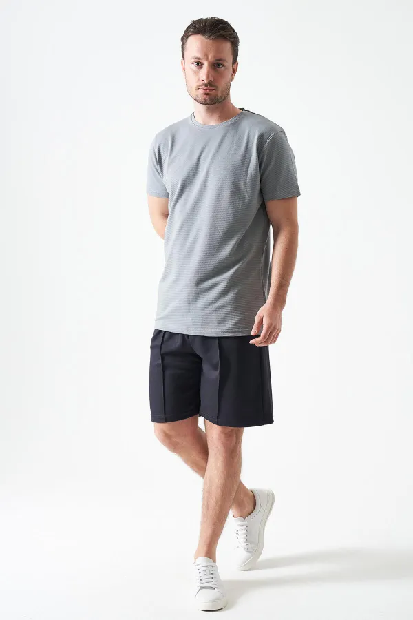 T-shirt basique ottoman gris peint à col rond pour homme