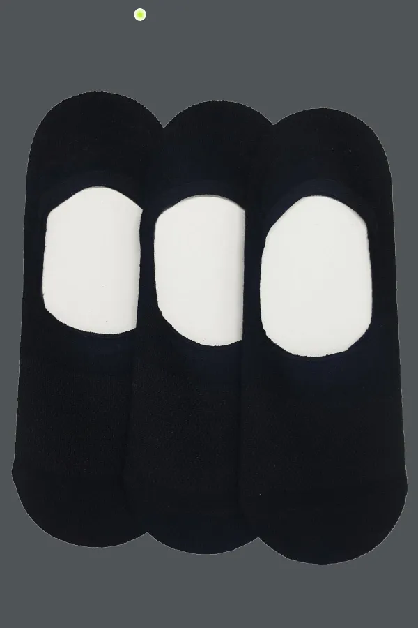 Kadın Siyah 3'lü Slikonlu Babet Çorap