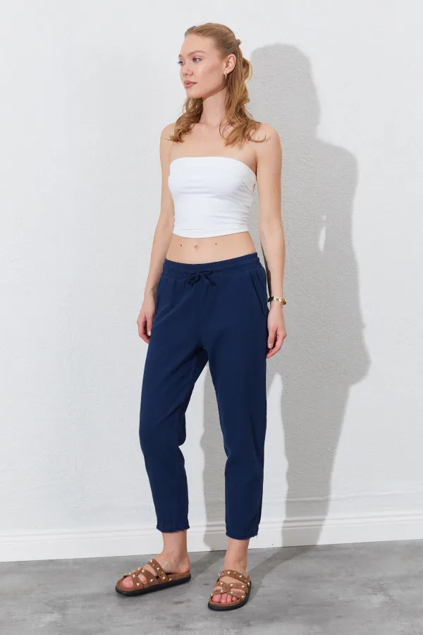 Kadın Lacivert (6813) Paça Pis Dikişli Gabardin Pantolon