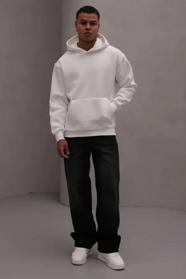 Men's Off-White Hooded Three-Thread Basic Sweatshirt