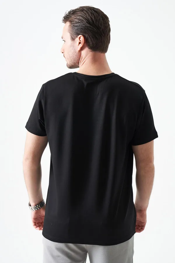 T-shirt noir à col rond en modal pour homme avec impression « MADE WITH »