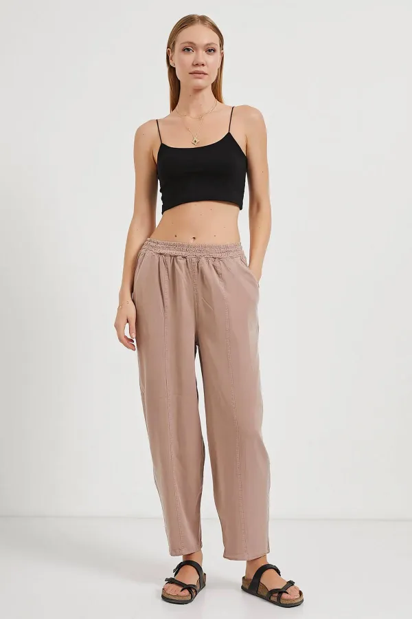 Women's Mink (5456) Front Stitched Balloon Cut Tencel Pants