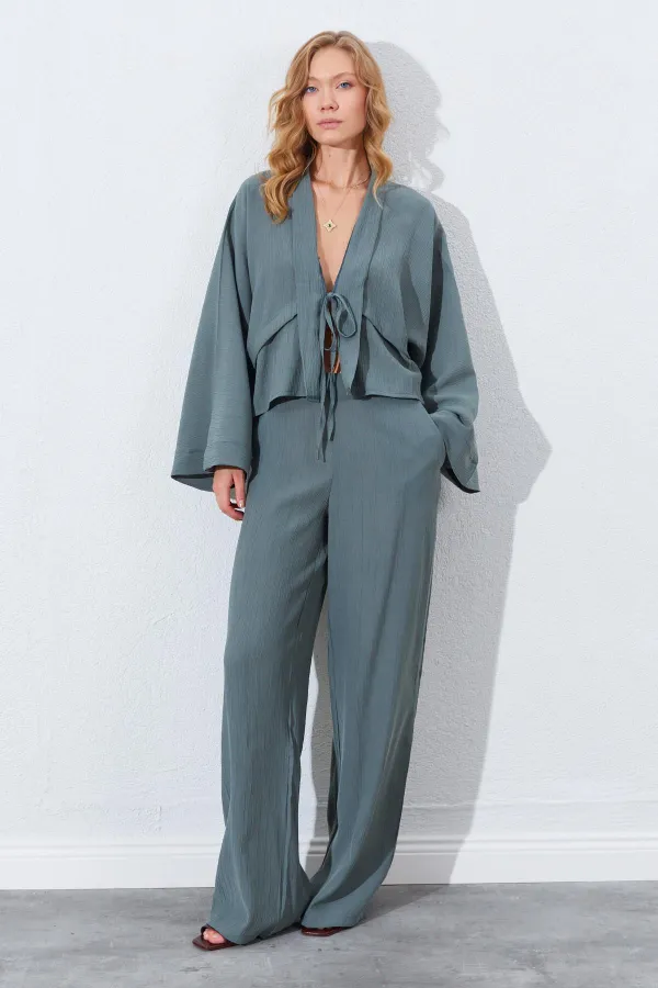 Kadın Haki Palazzo Pantolon