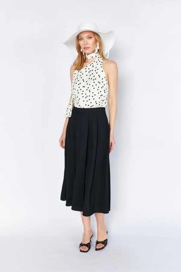 Kadın Siyah 3496 Pileli Midi Boy Etek