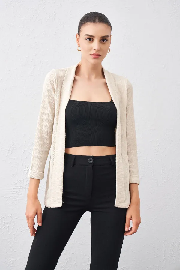 Kadın Taş Dirsek Kol Önü Açık Ceket