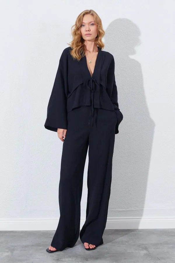 Kadın Siyah Palazzo Pantolon