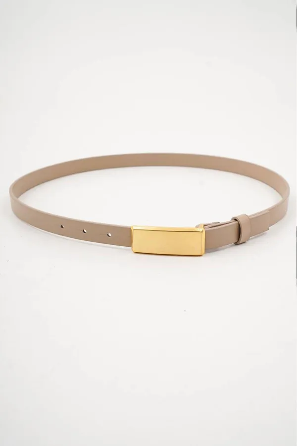 Women's Beige 2 cm Square Light Belt