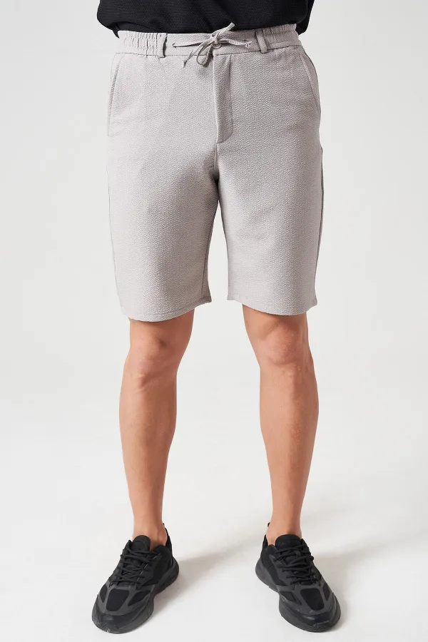 Erkek Gri Beli Yarım Lastikli Gold Şort