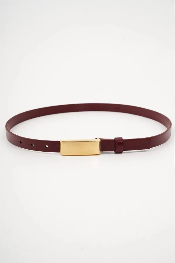 Women's Burgundy 2 cm Square Light Belt