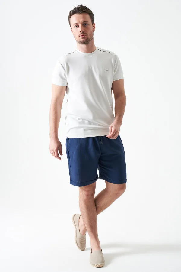 Erkek İndigo Baggy Double Paça Müslin Şort