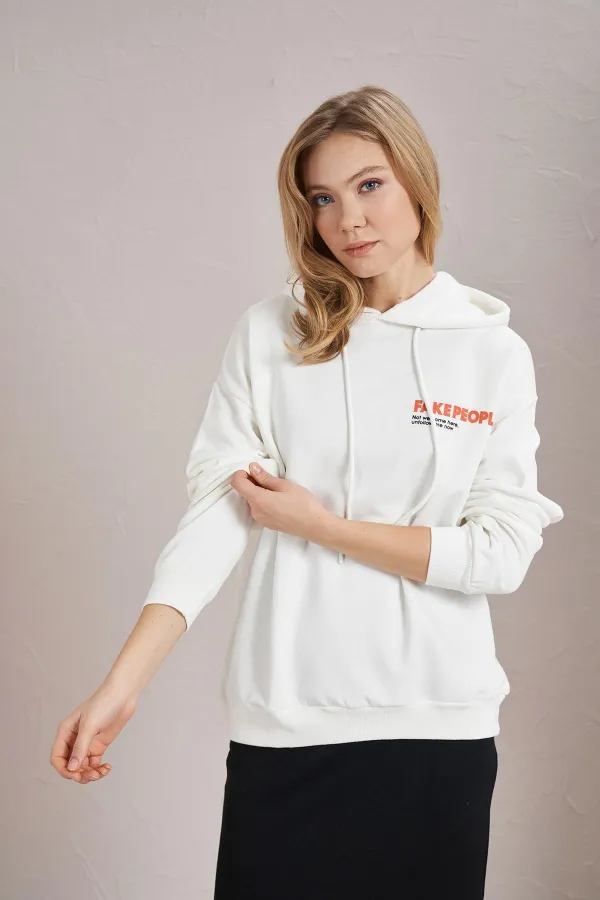 Women's Off-White Fake People Print Three-Thread Sweatshirt