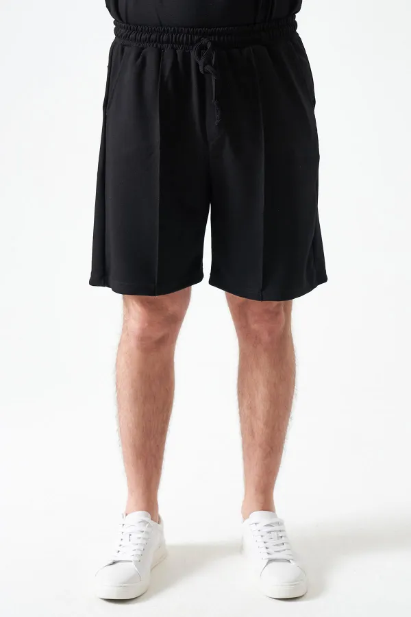 Erkek Siyah Önü Çima Dikişli Modal Şort