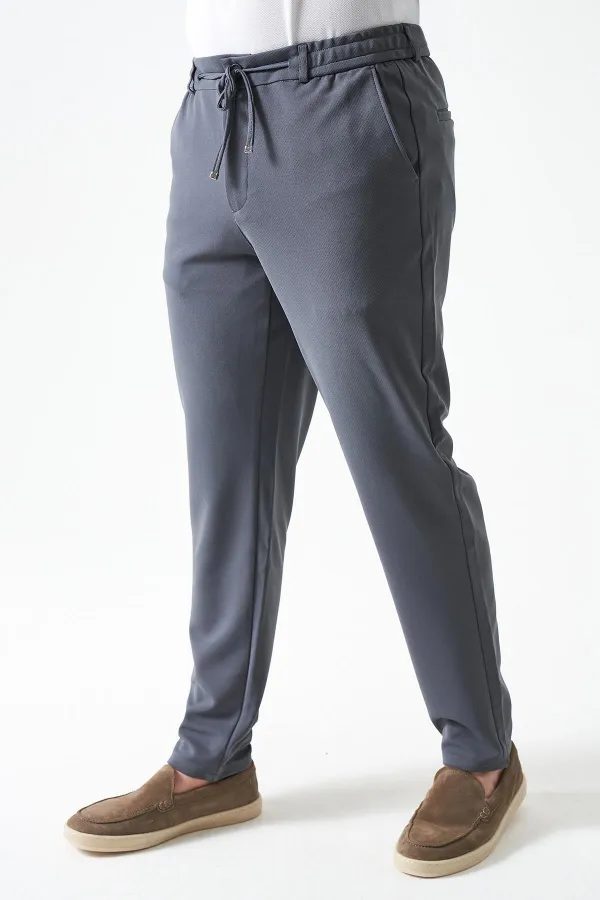 Erkek 4074-Antrasit Beli Yarım Lastikli Pike Basic Pantolon