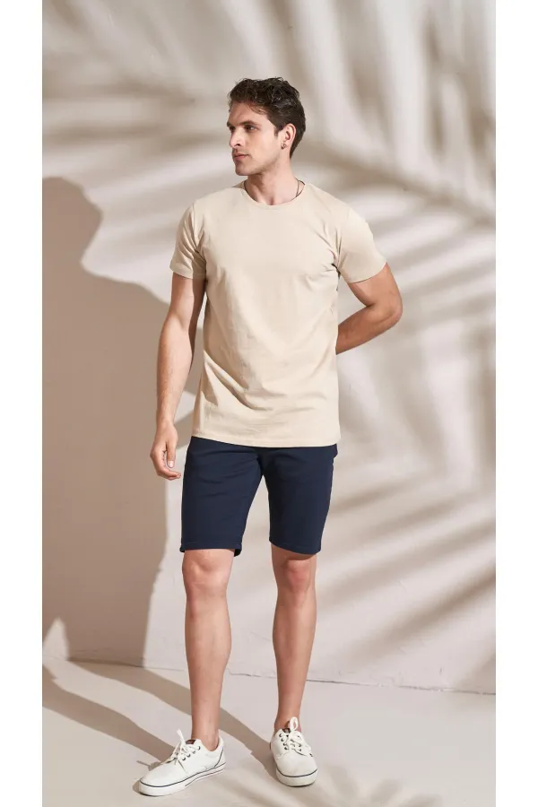 T-shirt basique beige à col rond pour homme