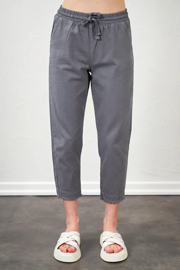 Kadın Gri (6813) Paça Pis Dikişli Gabardin Pantolon