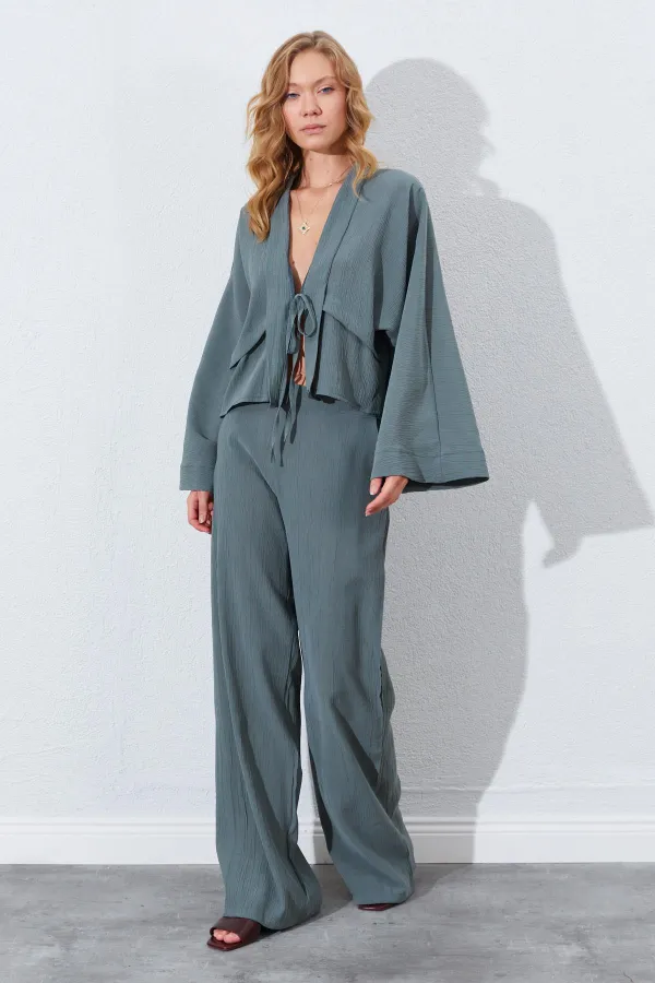 Kadın Haki Palazzo Pantolon