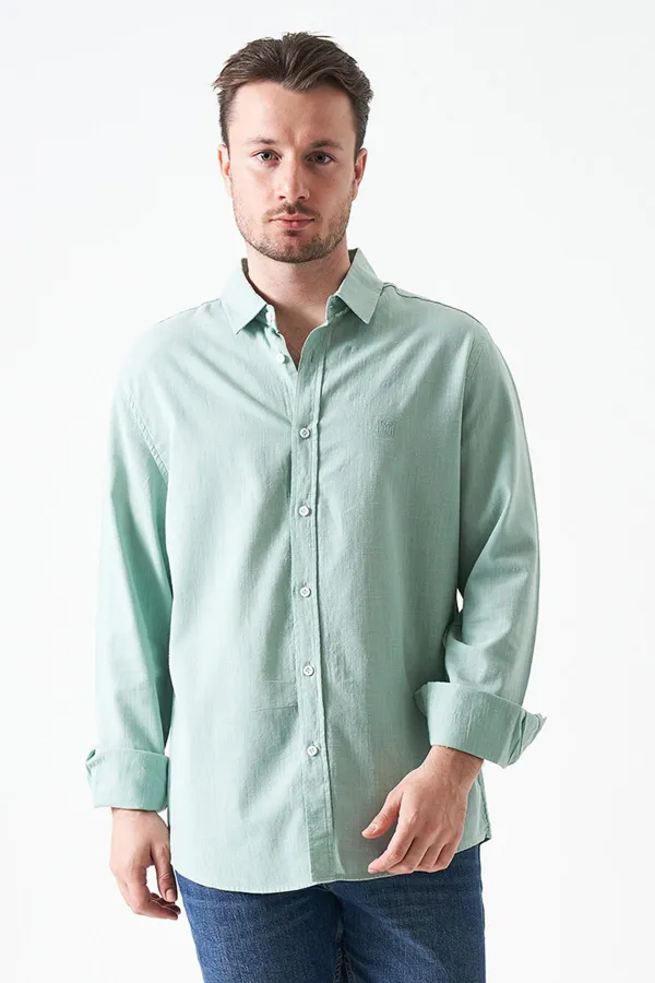 Erkek Elma Uzun Kol Basic Pamuk Flam Regular Gömlek