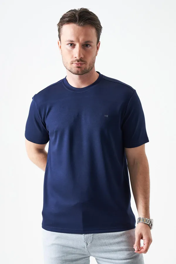 T-shirt basique bleu marine à col rond pour homme
