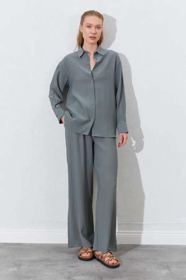 Kadın Haki Oversize Gömlek