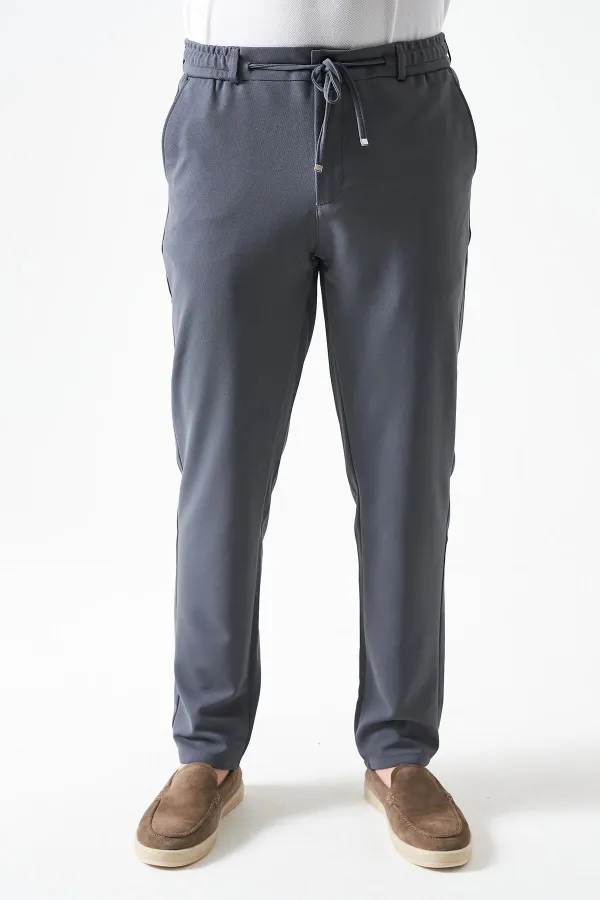Erkek 4074-Antrasit Beli Yarım Lastikli Pike Basic Pantolon