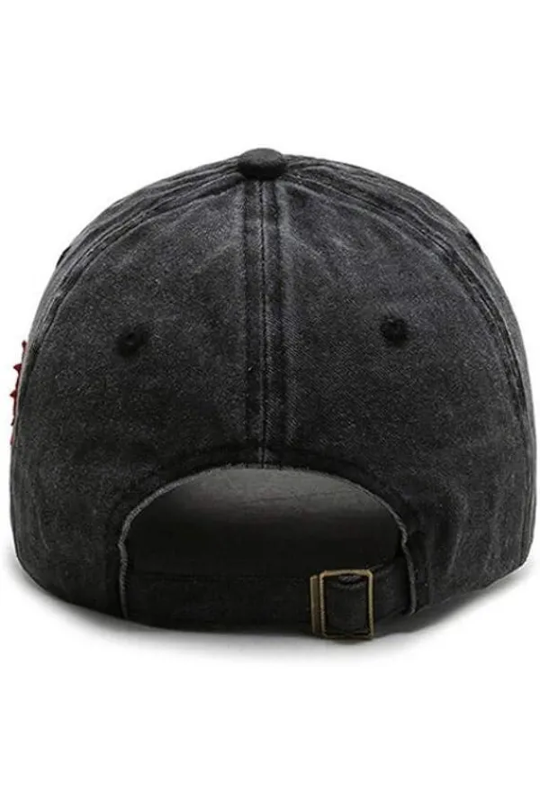 Kadın Siyah Yazılı ve Baskılı Yıkamalı Kep Şapka