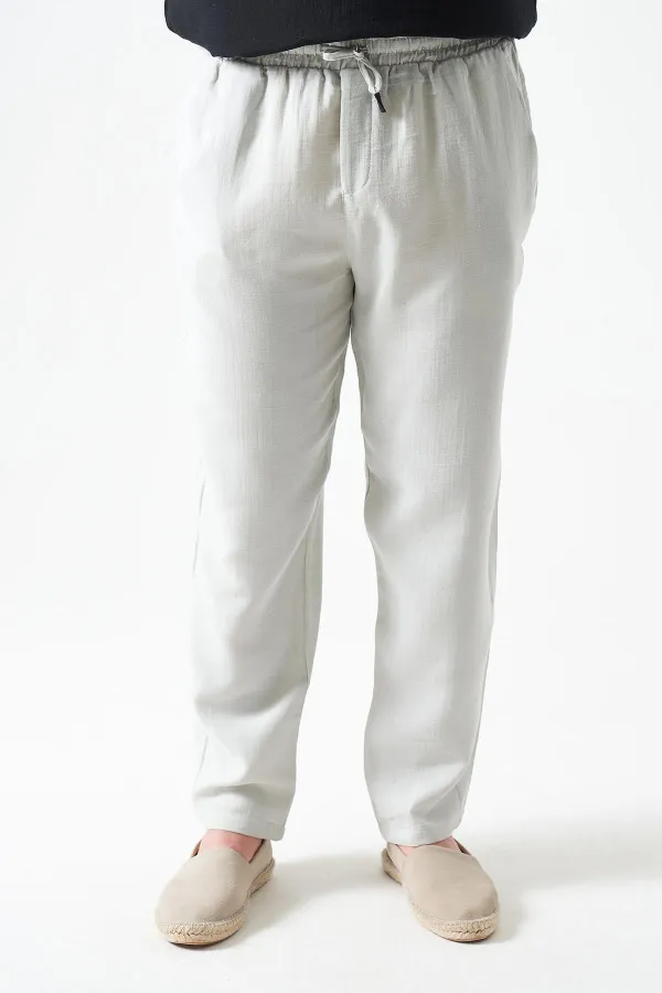 Erkek Taş Bel Bağlamalı Baggy Müslin Pantolon