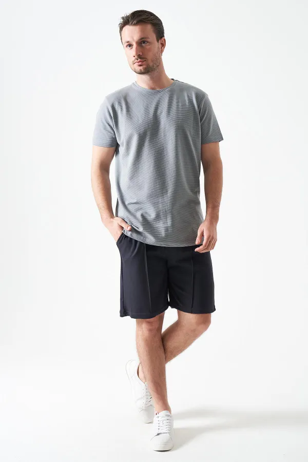 T-shirt basique ottoman gris peint à col rond pour homme