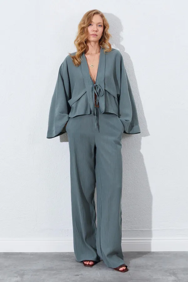 Kadın Haki Palazzo Pantolon