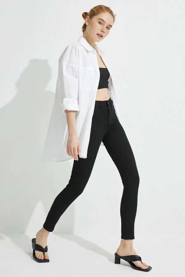 Kadın Siyah Dar Paça Skinny Pantolon