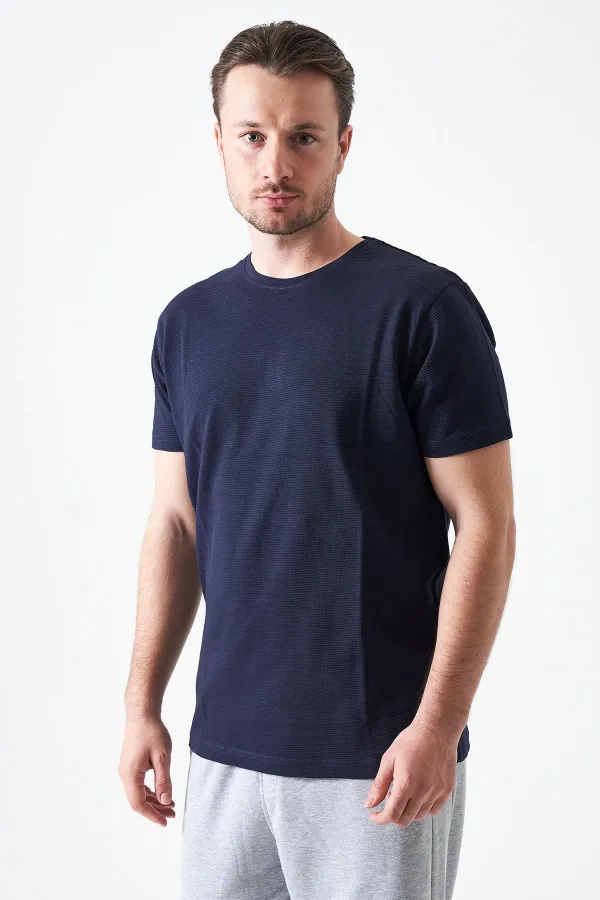 Erkek Lacivert Bisiklet Yaka Ottoman Basic Tişört
