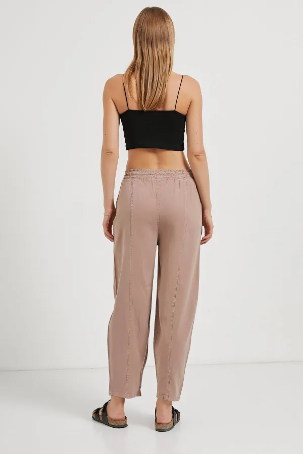 Women's Mink (5456) Front Stitched Balloon Cut Tencel Pants