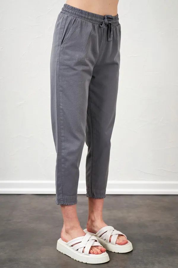 Kadın Gri (6813) Paça Pis Dikişli Gabardin Pantolon