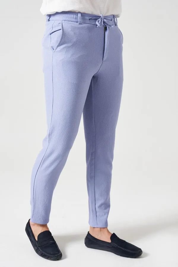 Erkek İndigo Beli Yarım Lastikli Gold Gofre  Pantolon