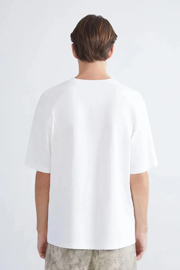 Men's Off-White Crew Neck Modal Basic T-Shirt