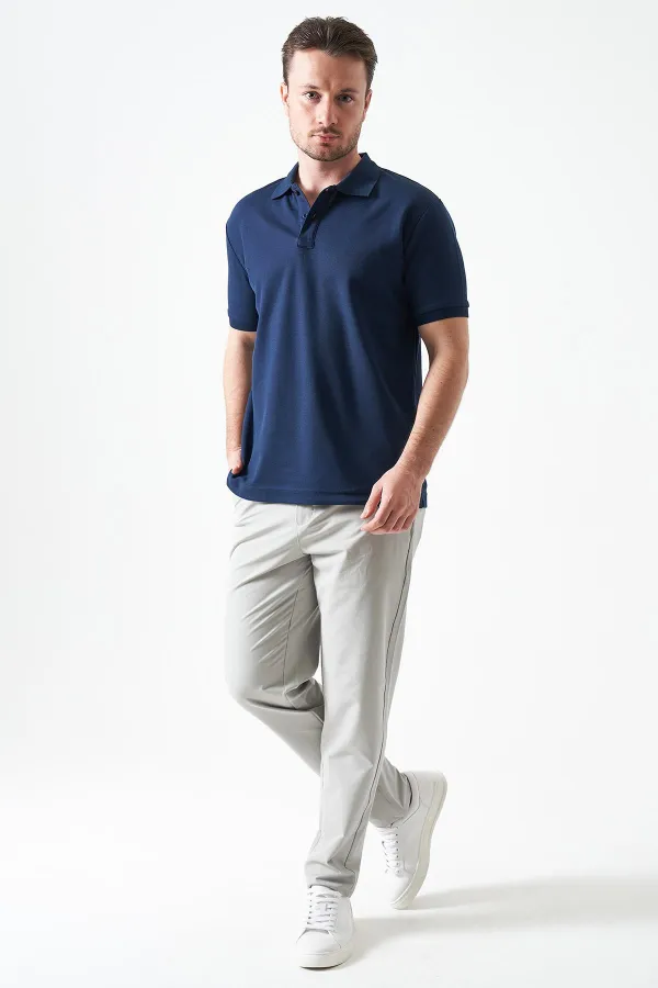 Erkek 739-Gri Beli Yarım Lastikli ve Fermuarlı Yerli Teknik SRN42 Kumaş Pantolon