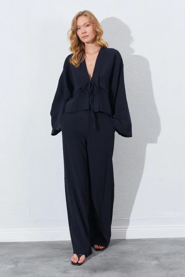 Kadın Siyah Palazzo Pantolon