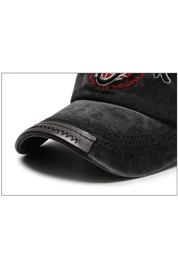 Kadın Siyah Yazılı ve Baskılı Yıkamalı Kep Şapka