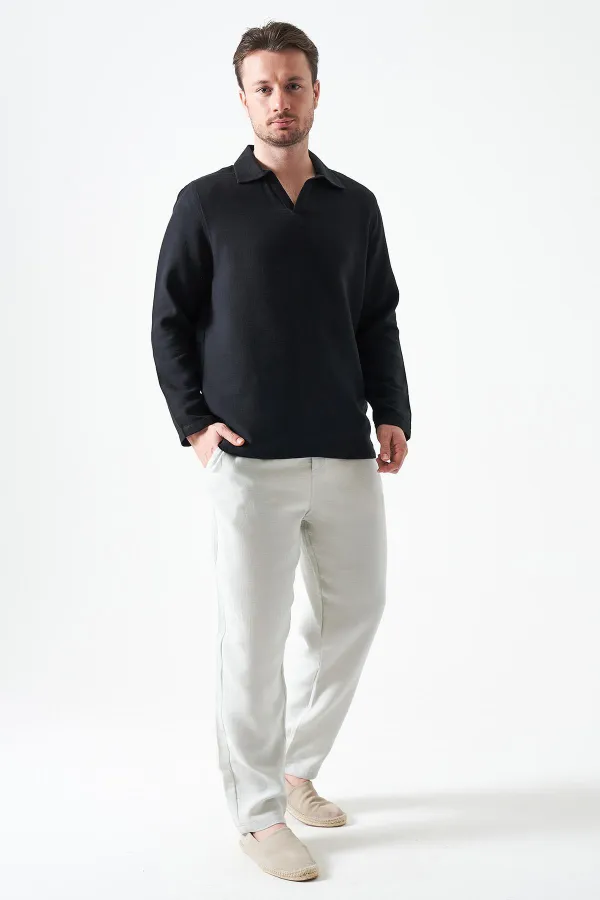 Erkek Taş Bel Bağlamalı Baggy Müslin Pantolon