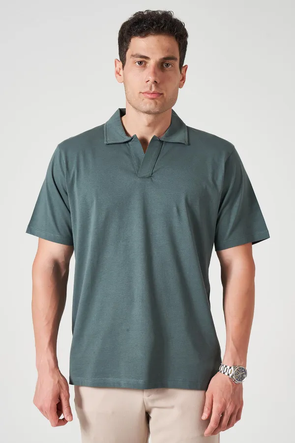 T-shirt Supreme en tissu vert pin à col en V pour homme