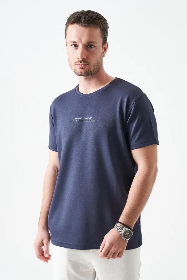 T-shirt homme anthracite à col rond en modal avec imprimé MANFECTUREO