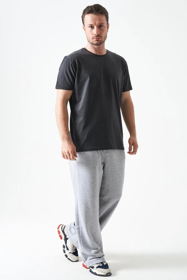 Erkek Antrasit Bisiklet Yaka Basic Tişört