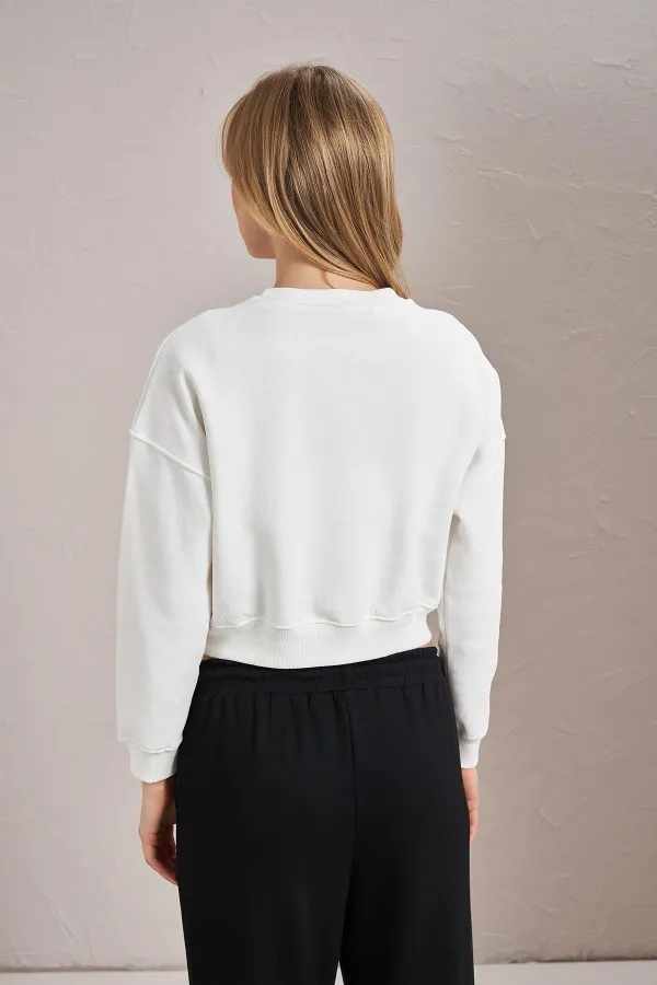 Women's Off-White Resort Paris Print Three-Thread Crop Sweatshirt