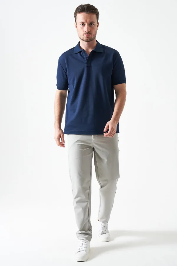 Erkek 739-Gri Beli Yarım Lastikli ve Fermuarlı Yerli Teknik SRN42 Kumaş Pantolon