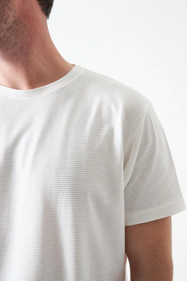 Erkek Beyaz Bisiklet Yaka Ottoman Basic Tişört