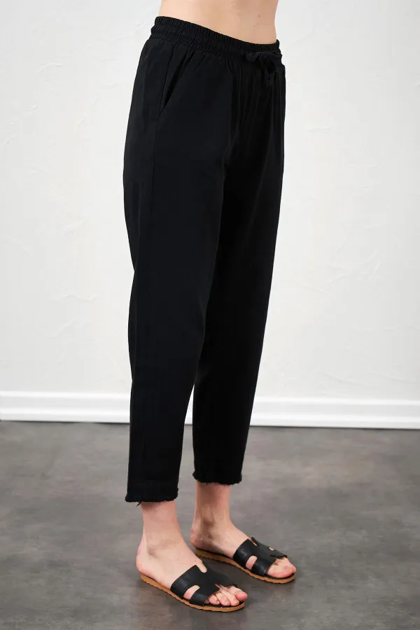 Women's Black (6813) Gabardine Trousers with Dirty Stitching