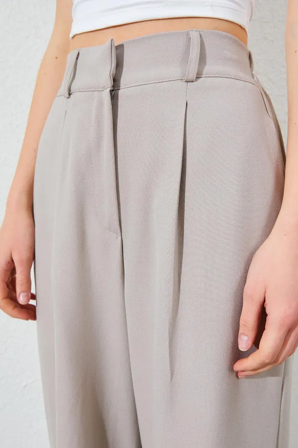 Kadın Vizon Çift Fleto Poliviskon Pantolon