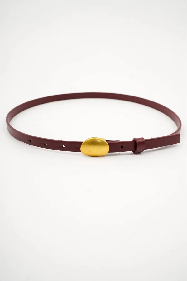 Women's Burgundy 1.5 cm Pinned Antique Belt
