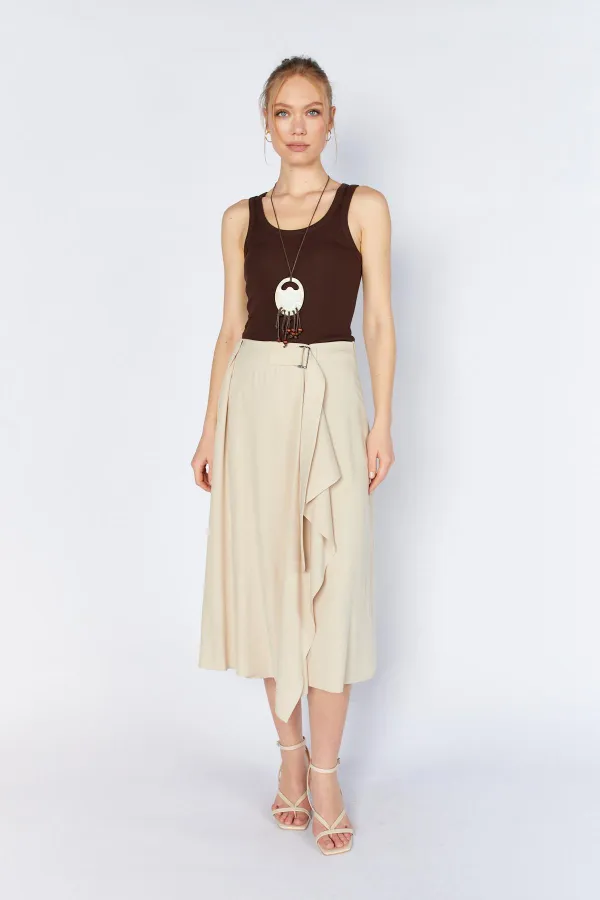 Kadın Taş 3495 Beli Kemerli Parça Detaylı Etek